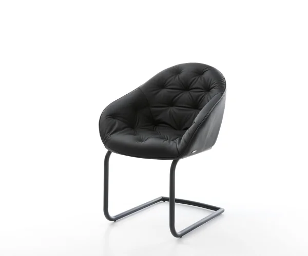 Freischwinger Gaio-Flex Echt-Leder Schwarz Freischwinger rund Schwarz