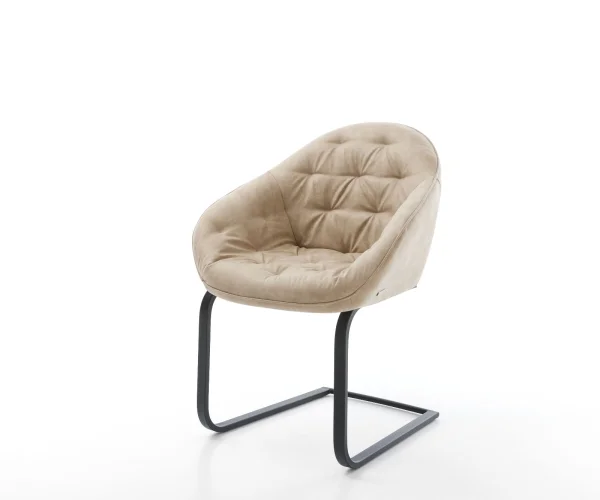 Freischwinger Gaio-Flex Mikrofaser Beige Vintage Freischwinger flach Schwarz