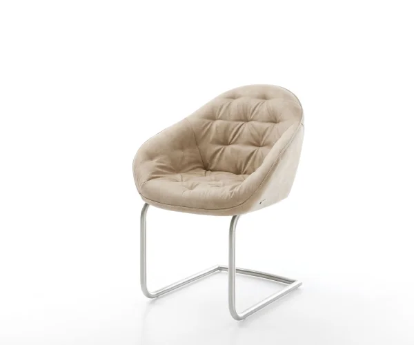 Freischwinger Gaio-Flex Mikrofaser Beige Vintage Freischwinger rund Edelstahl