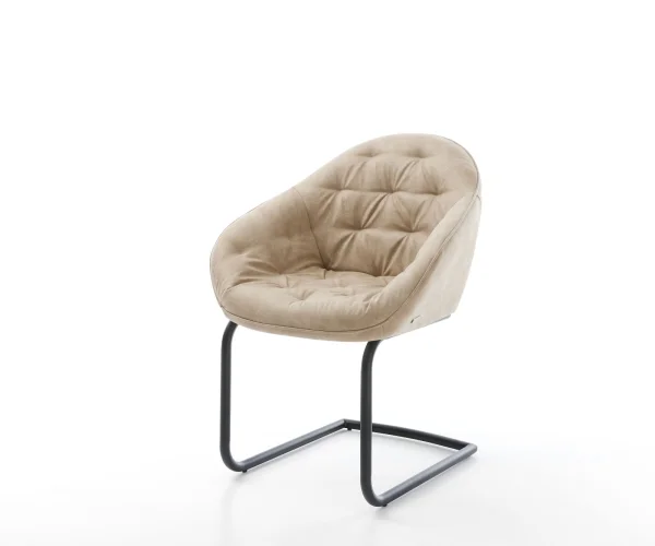 Freischwinger Gaio-Flex Mikrofaser Beige Vintage Freischwinger rund Schwarz