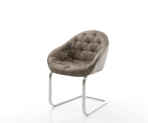 Freischwinger Gaio-Flex Mikrofaser Taupe Vintage Freischwinger flach Edelstahl