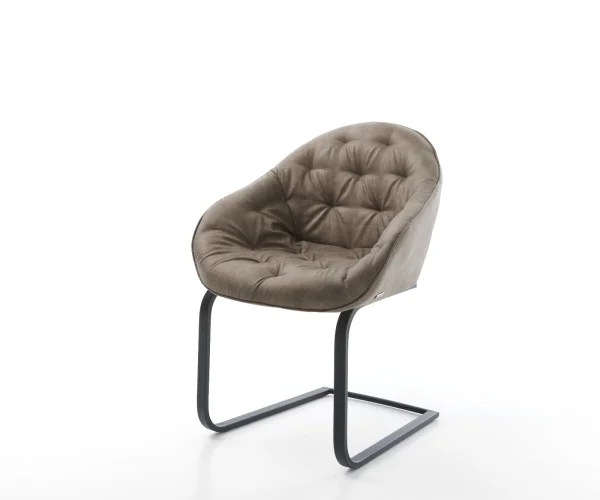 Freischwinger Gaio-Flex Mikrofaser Taupe Vintage Freischwinger flach Schwarz