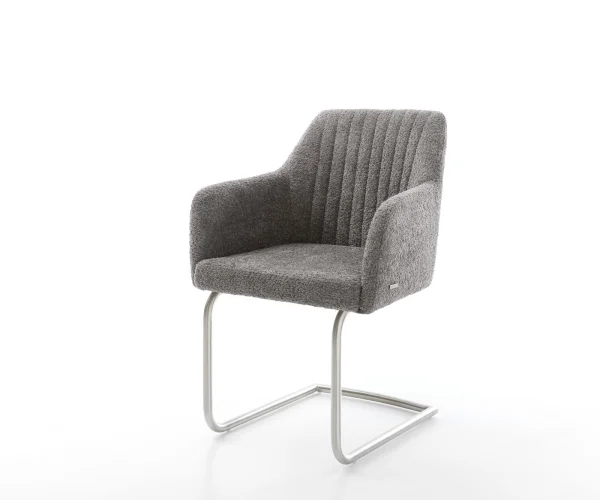 Freischwinger Greg-Flex Bouclé Grau Freischwinger rund Edelstahl Taschenfederkern
