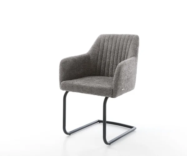 Freischwinger Greg-Flex Bouclé Grau Freischwinger rund Schwarz Taschenfederkern