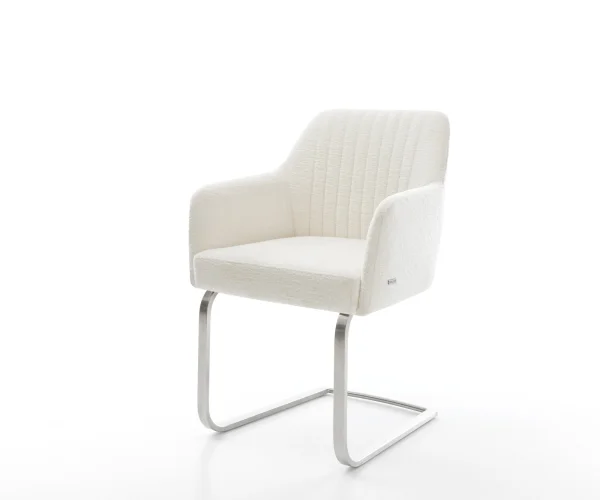 Freischwinger Greg-Flex Bouclé Soft Beige Freischwinger flach Edelstahl Taschenfederkern