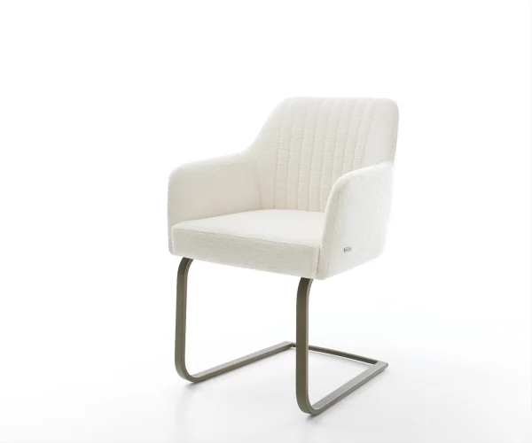 Freischwinger Greg-Flex Bouclé Soft Beige Freischwinger flach Effektfinish Titan Taschenfederkern