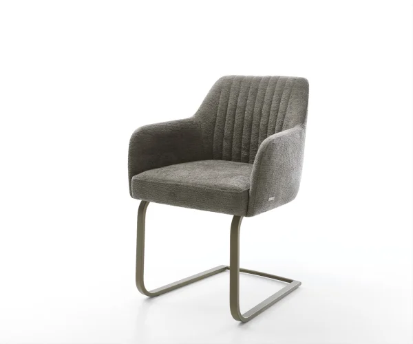 Freischwinger Greg-Flex Bouclé Soft Schlamm Freischwinger flach Effektfinish Titan Taschenfederkern