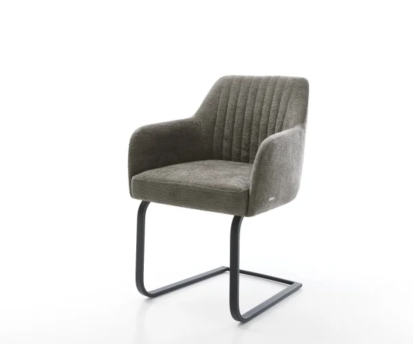 Freischwinger Greg-Flex Bouclé Soft Schlamm Freischwinger flach Schwarz Taschenfederkern