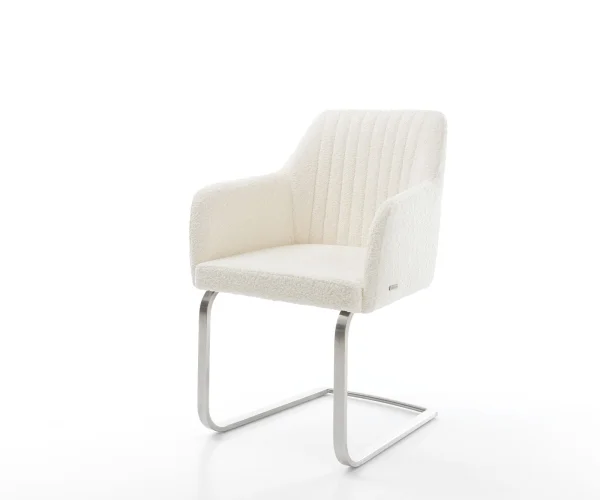 Freischwinger Greg-Flex Bouclé Weiß Freischwinger flach Edelstahl Taschenfederkern