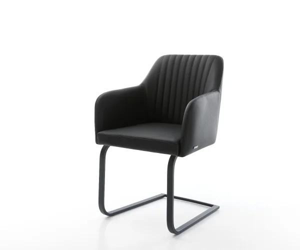 Freischwinger Greg-Flex Echt-Leder Schwarz Freischwinger flach Schwarz Taschenfederkern