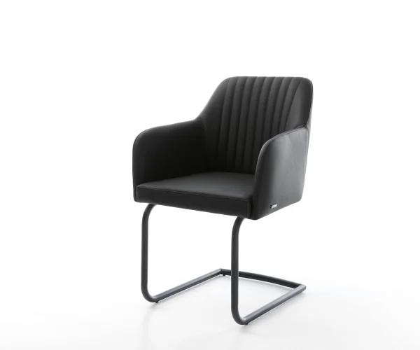 Freischwinger Greg-Flex Echt-Leder Schwarz Freischwinger rund Schwarz Taschenfederkern
