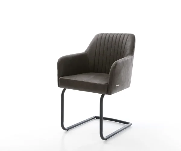 Freischwinger Greg-Flex Mikrofaser Anthrazit Vintage Freischwinger rund Schwarz Taschenfederkern