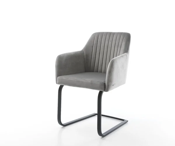 Freischwinger Greg-Flex Samt Grau Freischwinger flach Schwarz Taschenfederkern