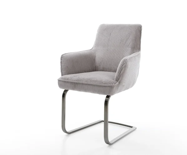 Freischwinger Heira-Flex mit Armlehnen Cord Silbergrau Freischwinger flach Graphit Taschenfederkern