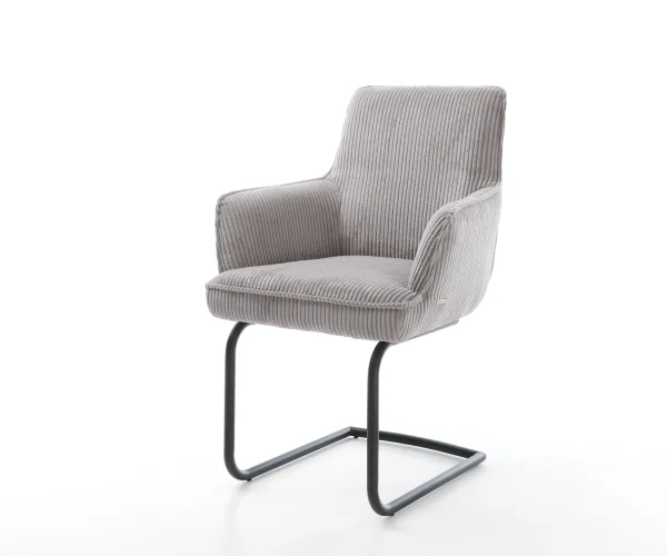 Freischwinger Heira-Flex mit Armlehnen Cord Silbergrau Freischwinger rund Schwarz Taschenfederkern