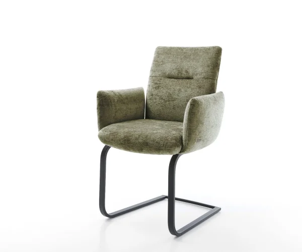 Freischwinger Jova-Flex mit Armlehnen Chenille Olive Freischwinger flach Schwarz