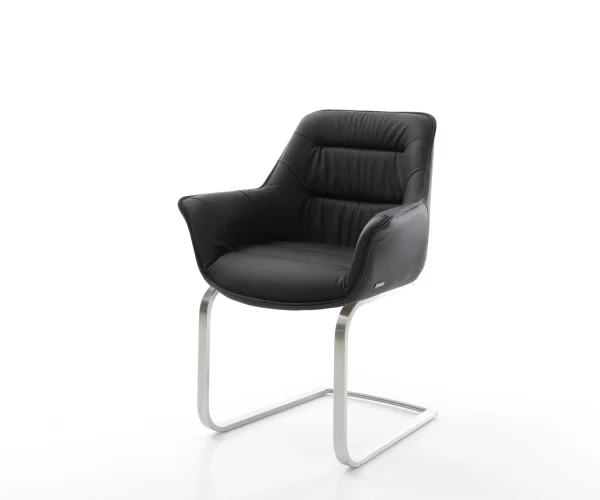 Freischwinger Kaira-Flex Echt-Leder Schwarz Freischwinger flach Edelstahl