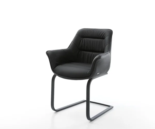 Freischwinger Kaira-Flex Echt-Leder Schwarz Freischwinger flach Schwarz