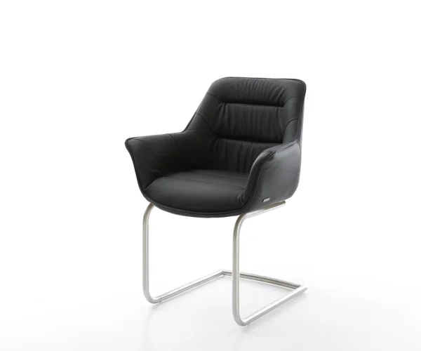 Freischwinger Kaira-Flex Echt-Leder Schwarz Freischwinger rund Edelstahl