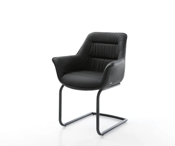 Freischwinger Kaira-Flex Echt-Leder Schwarz Freischwinger rund Schwarz