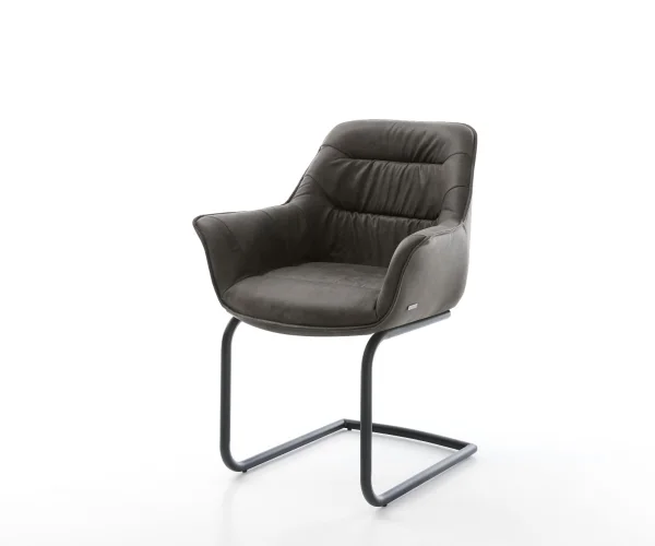 Freischwinger Kaira-Flex Mikrofaser Anthrazit Vintage Freischwinger rund Schwarz
