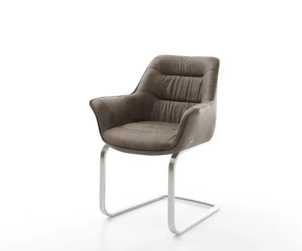 Freischwinger Kaira-Flex Mikrofaser Taupe Vintage Freischwinger flach Edelstahl