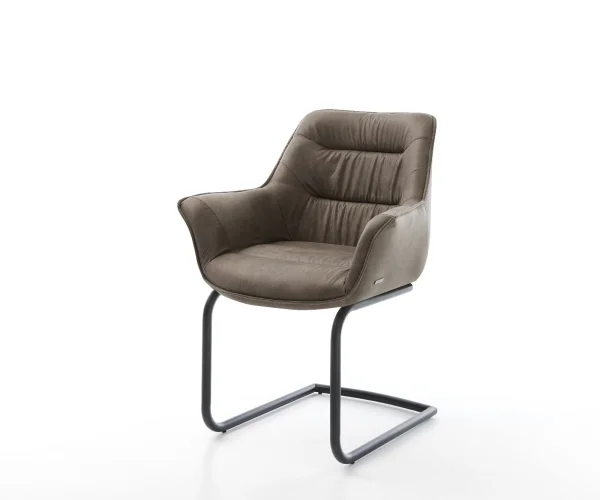 Freischwinger Kaira-Flex Mikrofaser Taupe Vintage Freischwinger rund Schwarz