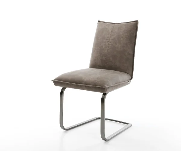 Freischwinger Lelio-Flex Mikrofaser Taupe Vintage Freischwinger flach Graphit Taschenfederkern