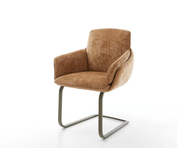Freischwinger Luan-Flex mit Armlehnen Chenille Rost Freischwinger flach Effektfinish Titan
