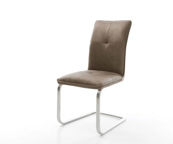 Freischwinger Maddy-Flex Mikrofaser Taupe Vintage Freischwinger flach Edelstahl