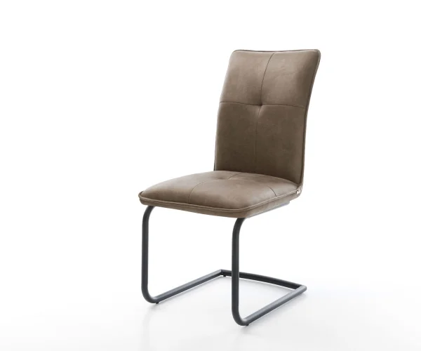 Freischwinger Maddy-Flex Mikrofaser Taupe Vintage Freischwinger rund Schwarz