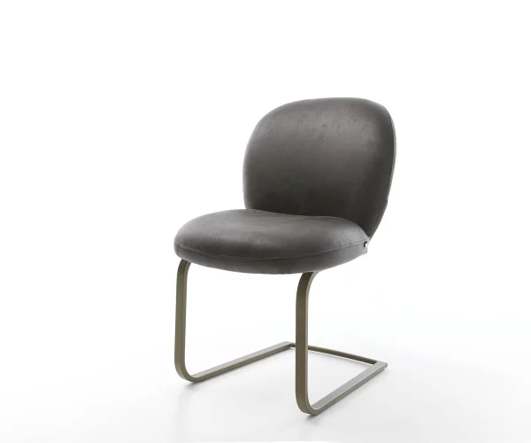 Freischwinger Nube-Flex Mikrofaser Anthrazit Vintage Freischwinger flach Effektfinish Titan Taschenfederkern
