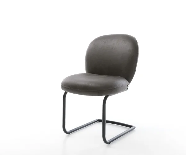 Freischwinger Nube-Flex Mikrofaser Anthrazit Vintage Freischwinger rund Schwarz Taschenfederkern