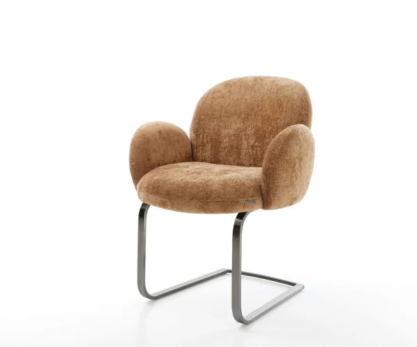 Freischwinger Nube-Flex mit Armlehnen Chenille Rost Freischwinger flach Graphit Taschenfederkern