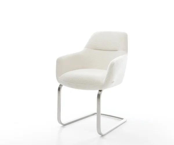 Freischwinger Pejo-Flex Bouclé Soft Beige Freischwinger flach Edelstahl Taschenfederkern