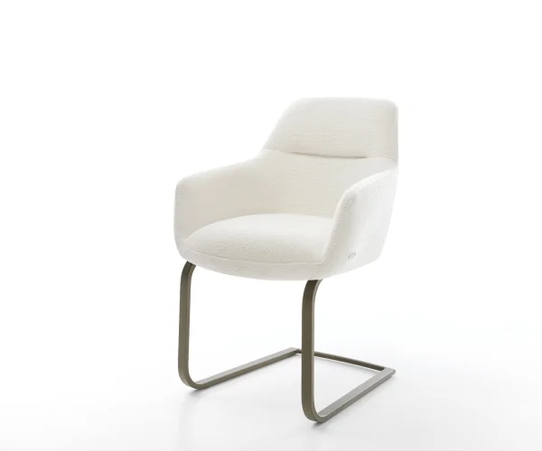 Freischwinger Pejo-Flex Bouclé Soft Beige Freischwinger flach Effektfinish Titan Taschenfederkern