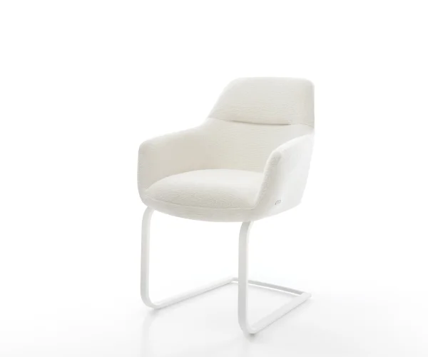 Freischwinger Pejo-Flex Bouclé Soft Beige Freischwinger flach Weiß Taschenfederkern