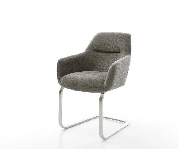 Freischwinger Pejo-Flex Bouclé Soft Schlamm Freischwinger flach Edelstahl Taschenfederkern