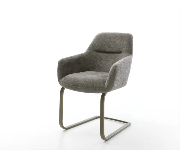 Freischwinger Pejo-Flex Bouclé Soft Schlamm Freischwinger flach Effektfinish Titan Taschenfederkern
