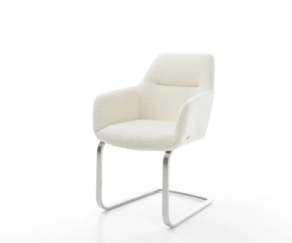 Freischwinger Pejo-Flex Bouclé Weiß Freischwinger flach Edelstahl Taschenfederkern