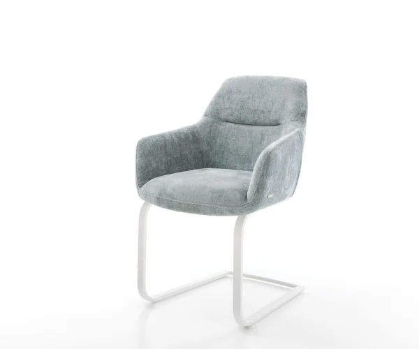 Freischwinger Pejo-Flex Chenille Pastellblau Freischwinger flach Weiß Taschenfederkern