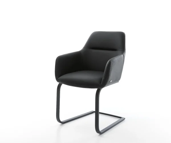 Freischwinger Pejo-Flex Echt-Leder Schwarz Freischwinger flach Schwarz Taschenfederkern