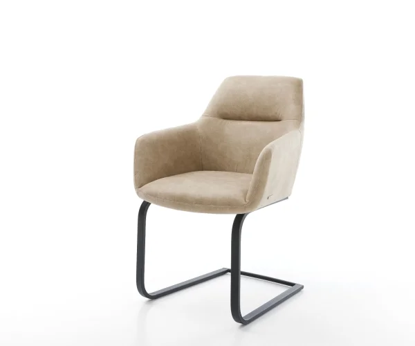Freischwinger Pejo-Flex Mikrofaser Beige Vintage Freischwinger flach Schwarz Taschenfederkern