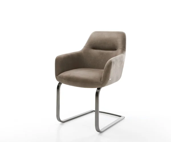 Freischwinger Pejo-Flex Mikrofaser Taupe Vintage Freischwinger flach Graphit Taschenfederkern
