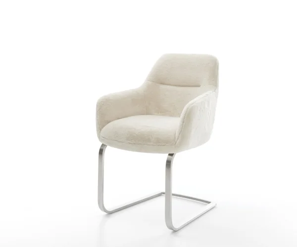 Freischwinger Pejo-Flex Plüsch Creme-Weiß Freischwinger flach Edelstahl Taschenfederkern