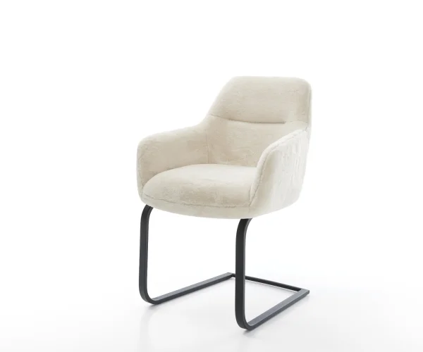 Freischwinger Pejo-Flex Plüsch Creme-Weiß Freischwinger flach Schwarz Taschenfederkern