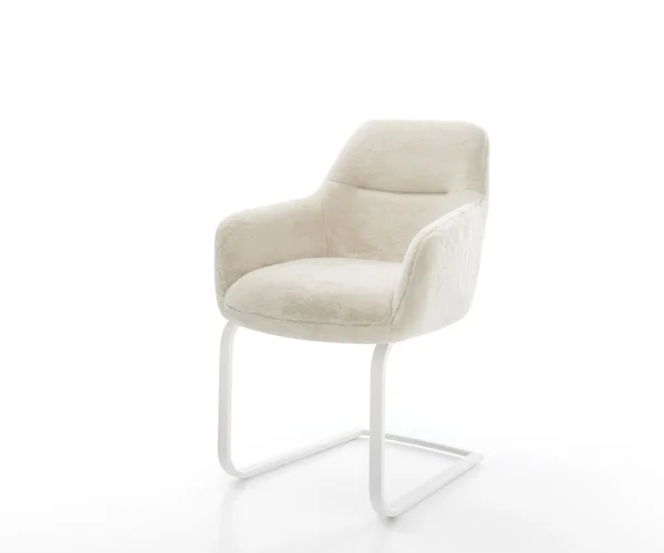 Freischwinger Pejo-Flex Plüsch Creme-Weiß Freischwinger flach Weiß Taschenfederkern