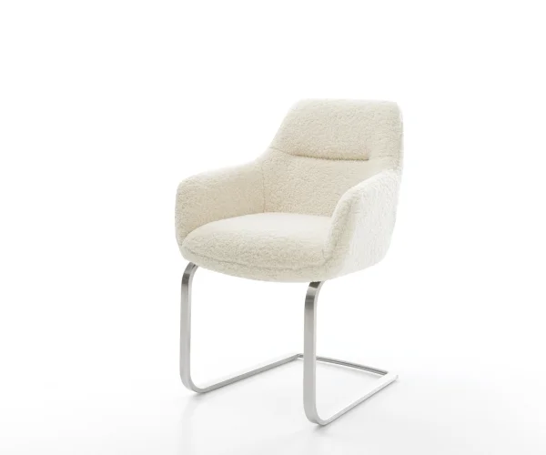 Freischwinger Pejo-Flex Teddystoff Beige Freischwinger flach Edelstahl Taschenfederkern