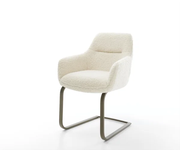 Freischwinger Pejo-Flex Teddystoff Beige Freischwinger flach Effektfinish Titan Taschenfederkern