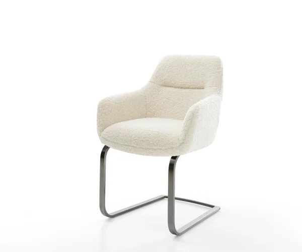 Freischwinger Pejo-Flex Teddystoff Beige Freischwinger flach Graphit Taschenfederkern